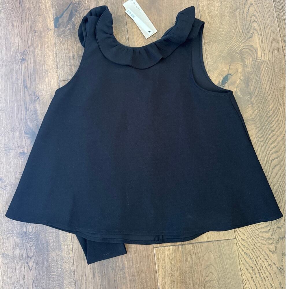DO + BE Sleeveless Ruffle Neck Blouse Career Black Minimalist Women Sz M NWT